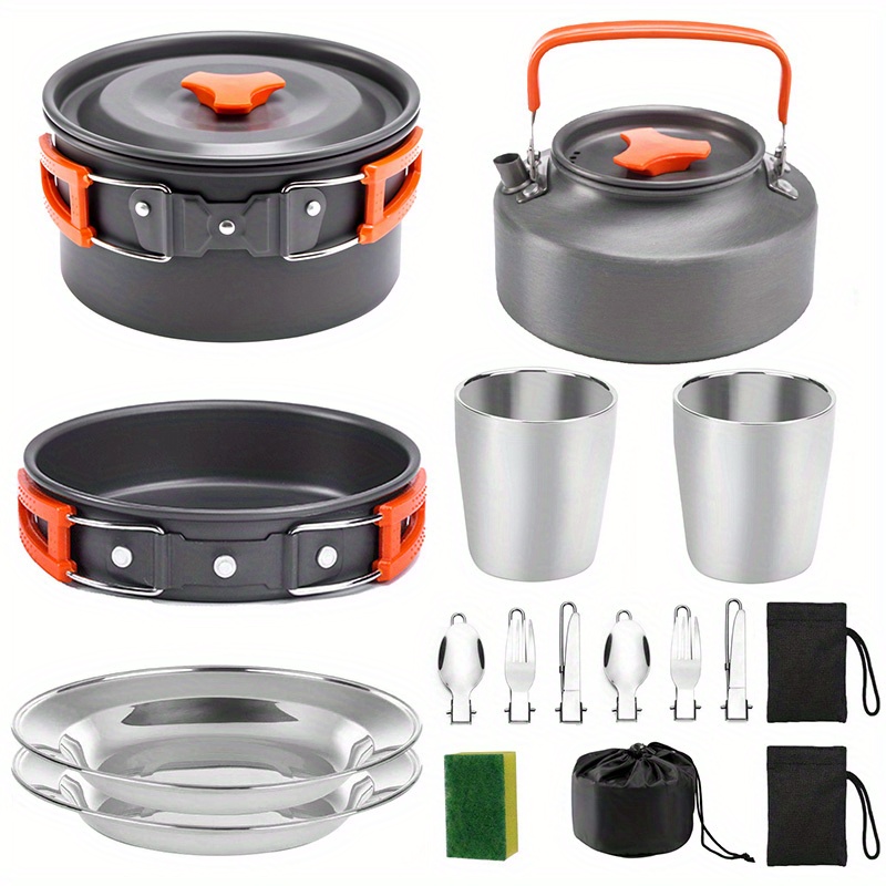 Camping Cooking Knife Set - 17pcs Camping Cookware Set, Portable Non-Stick