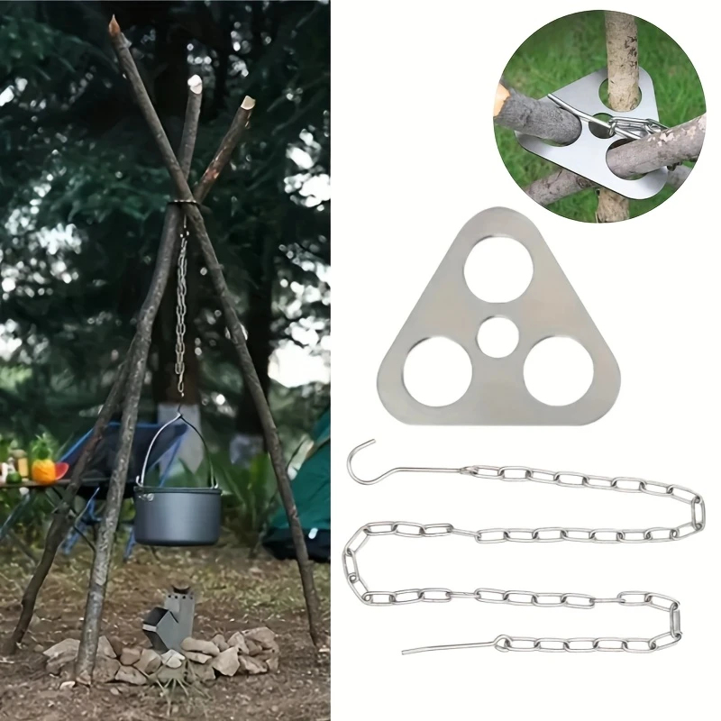 Camping Hanging Cooking Pot - Camping Tripod Hanging Pot Bracket With