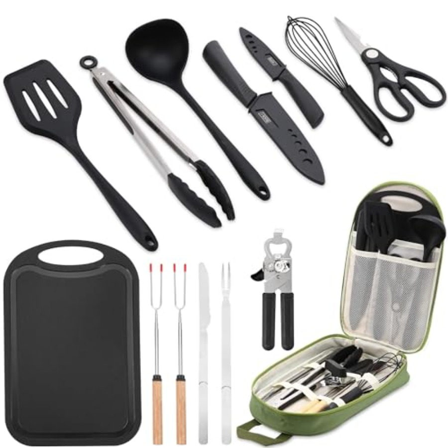 Camping Cooking Mess Kit - Camping Essentials Cookware Cooking Utensils Set