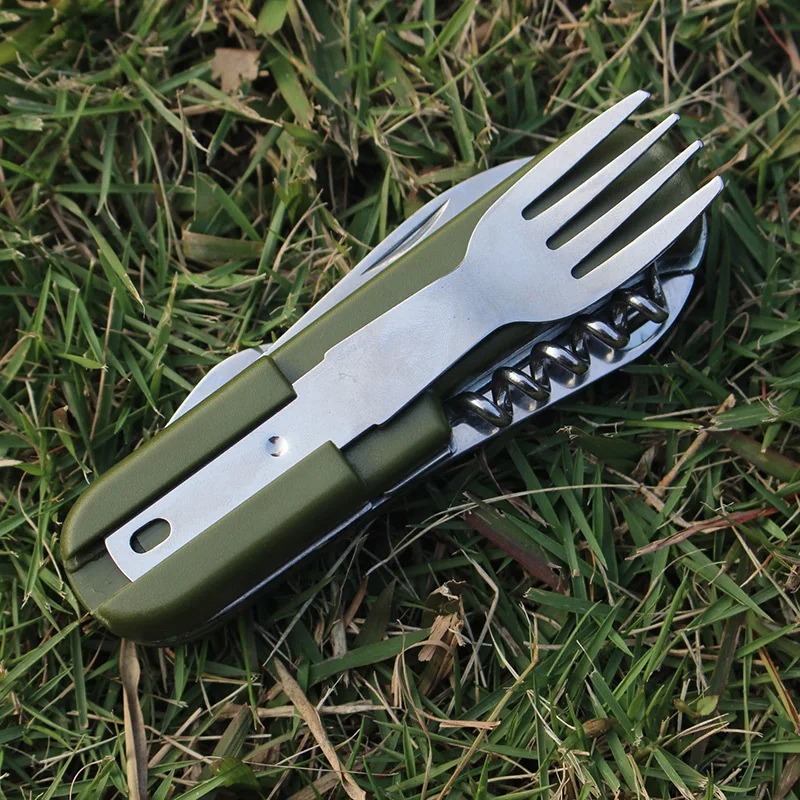 Camping Cooking Cutlery Set - Camping Cutlery Stainless Steel Folding Knife