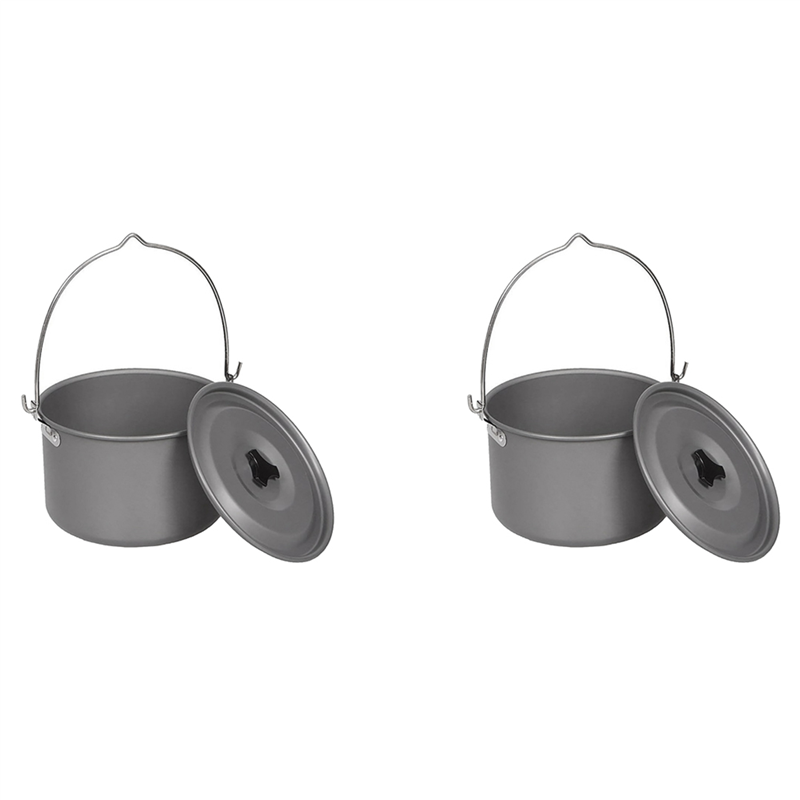 Camping Hanging Cooking Pot - 2X Outdoor Camping Picnic Hanging Pots