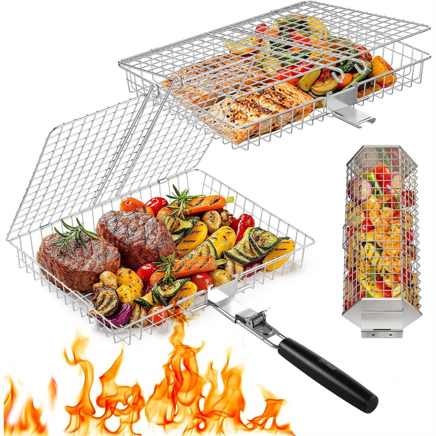 Camping Cooking Vegetables - Grill Baskets For Outdoor Grilling 3PCS