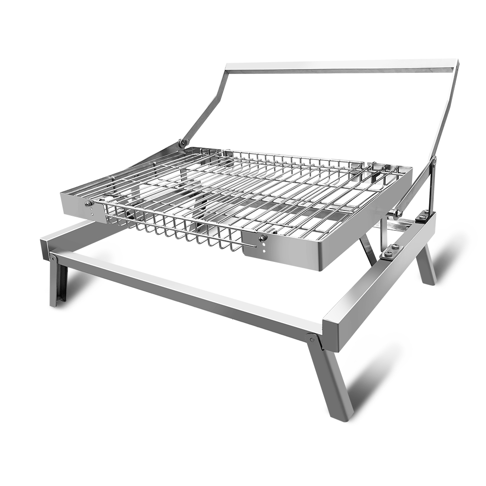 Camping Cooking Over Fire - Tabletop Outdoor Folding Portable Camping BBQ