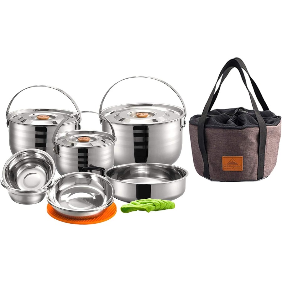 Camping Cooking Mess Kit - CAMPINGMOON Camping Cookware Set Stainless Steel
