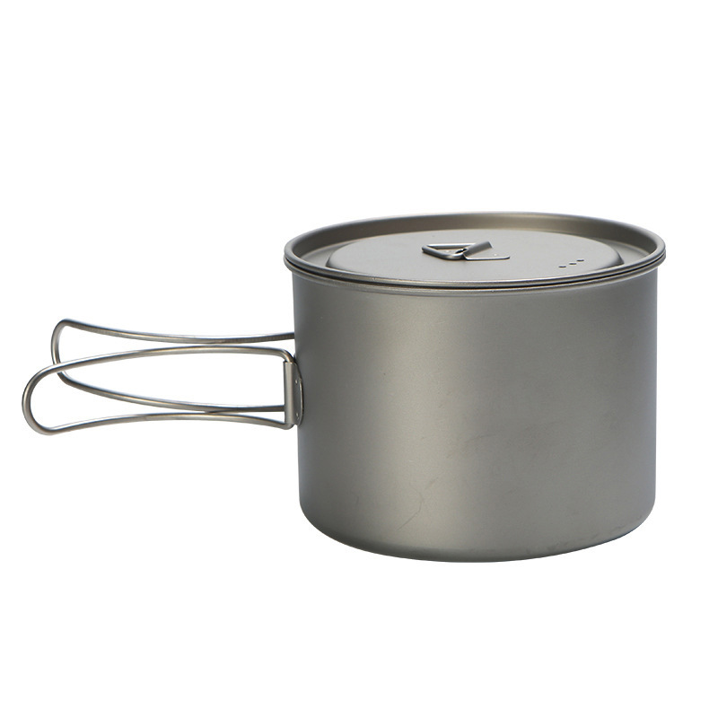 Camping Hanging Cooking Pot - Outdoor Picnic Titanium Cooking Pot 750ml