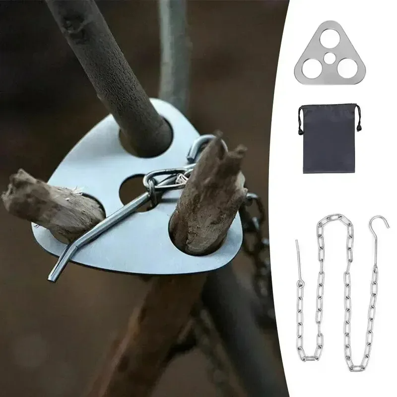 Camping Hanging Cooking Pot - 1pc Camping Hanging Tripod W/ Bag