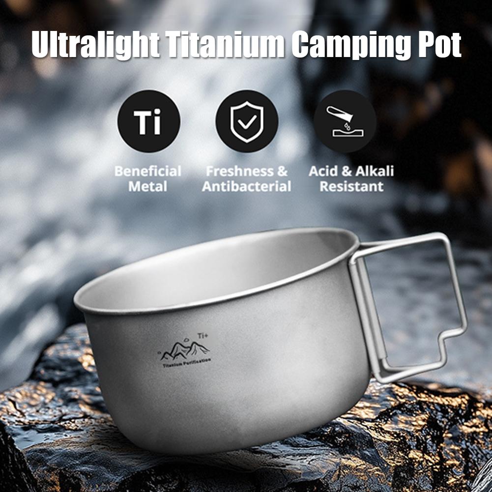 Camping Cooking Pot Stainless Steel - Titanium Hanging Pot Lightweight Camping Cookware