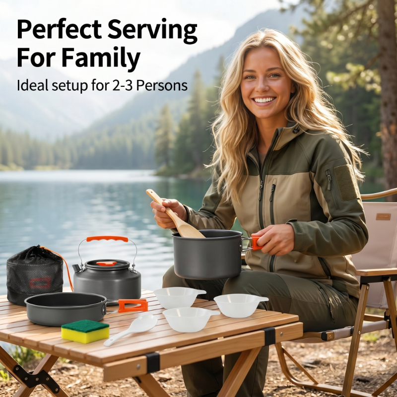 Camping Cooking Ware Set - 10PCS Ultralight Portable Aluminum Camping Cookware