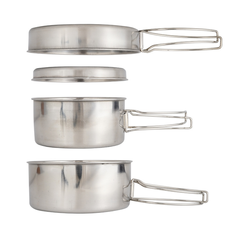 Camping Cooking And Dining Set - CLS 4-Piece Stainless Steel Camping Cookware