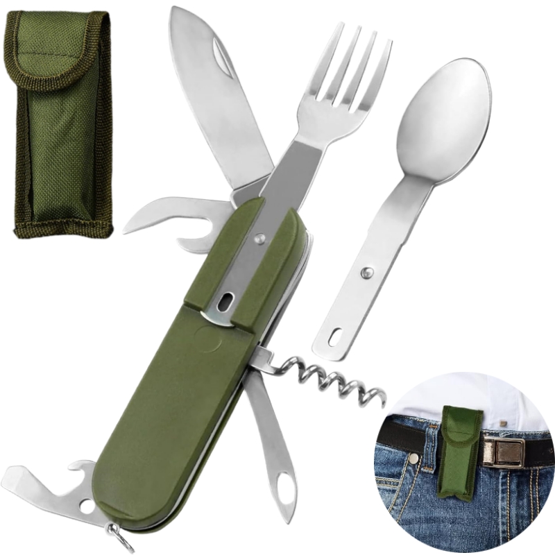 Camping Cooking Cutlery Set - 7 in 1 Multifunctional Outdoor Tableware