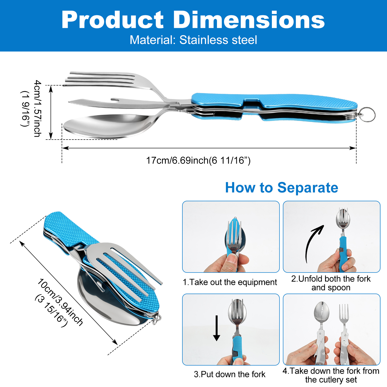 Multifunction 3 in 1 Camping U - Camping Cooking Knife Set ulasan dan harga