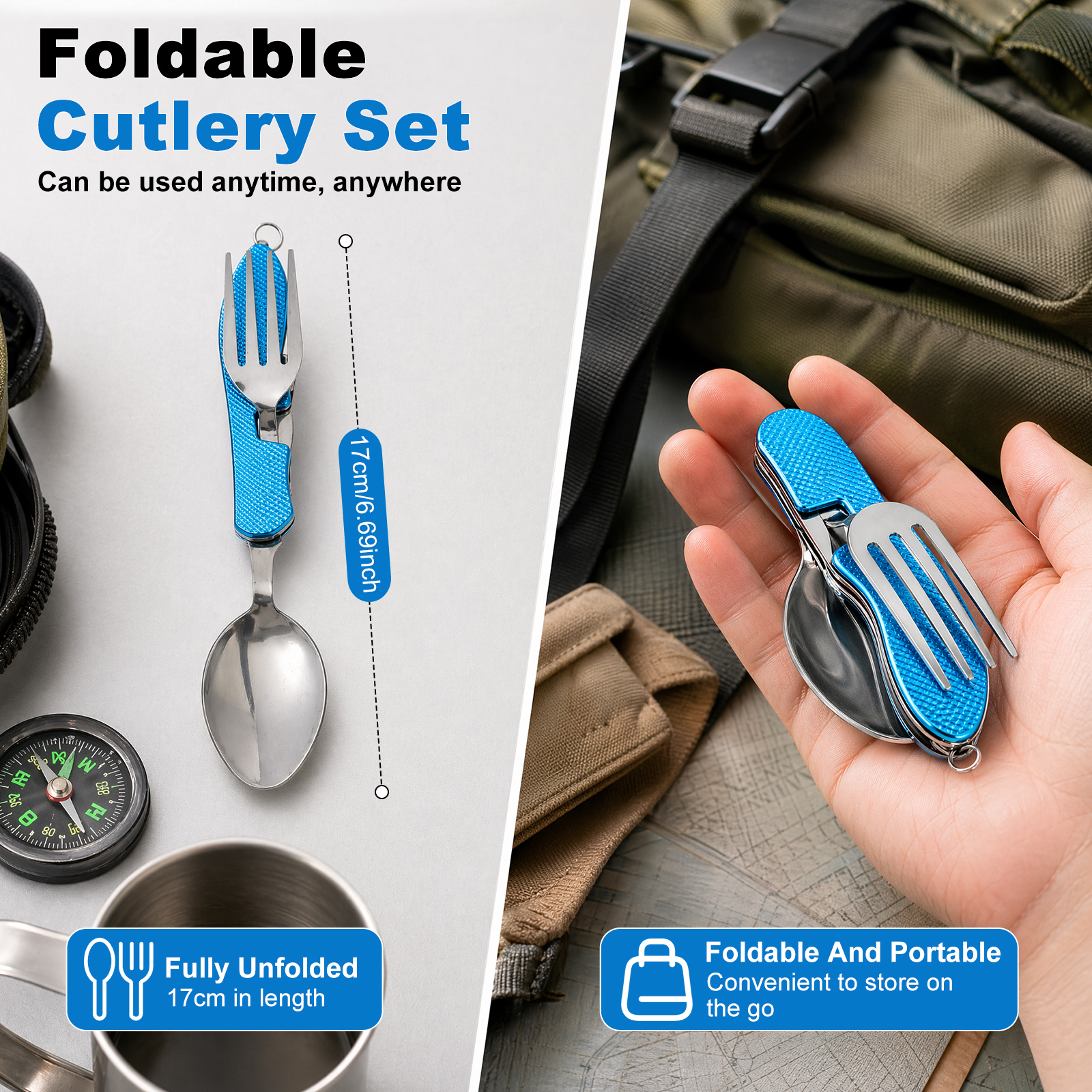 Multifunction 3 in 1 Camping U - Camping Cooking Knife Set ulasan dan harga