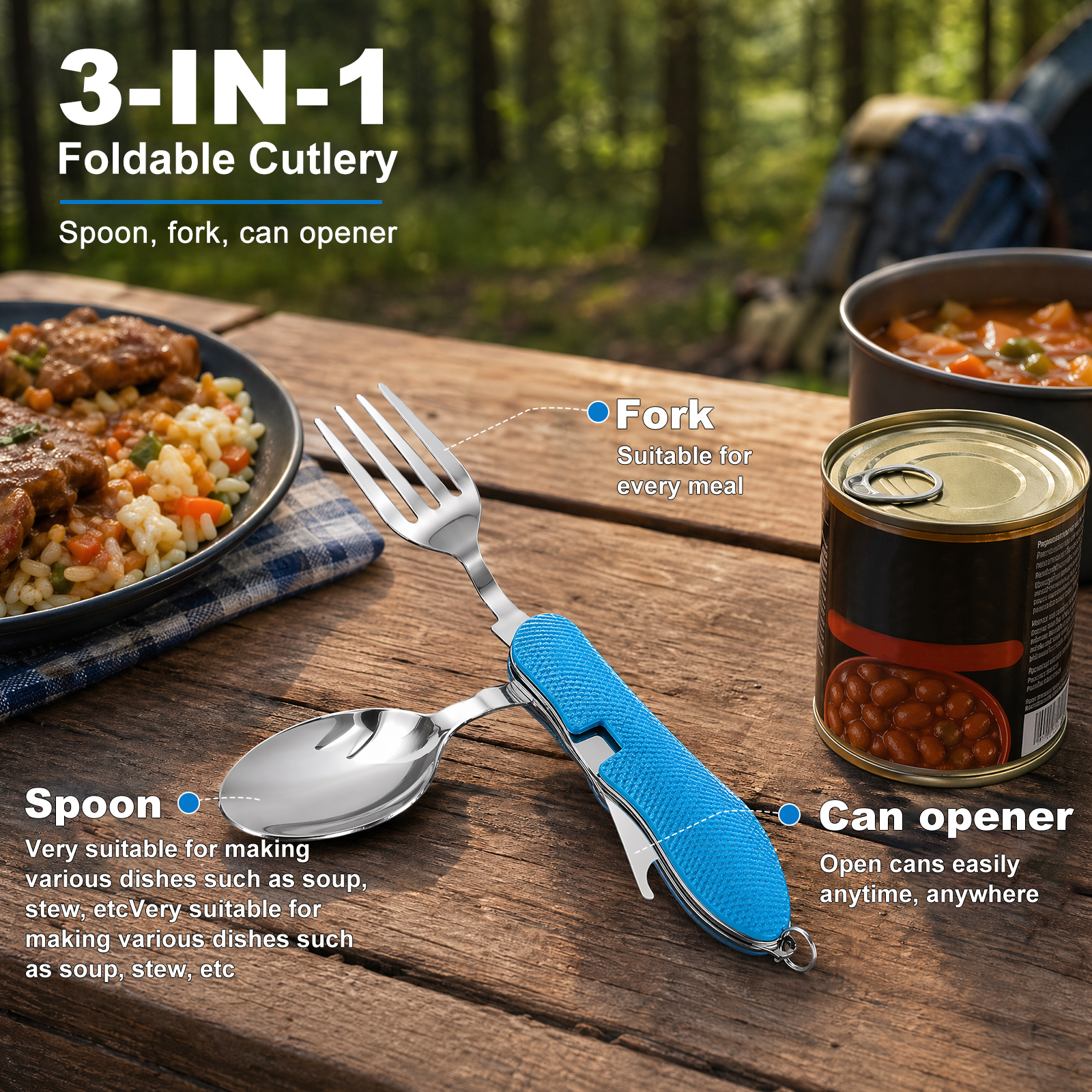 Multifunction 3 in 1 Camping U - Camping Cooking Knife Set ulasan dan harga