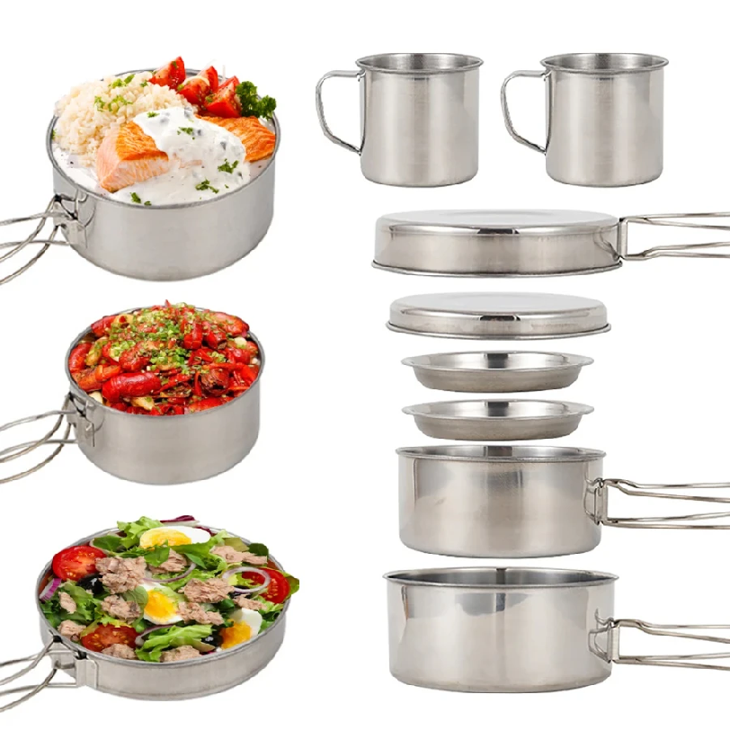 8pcs/Set Camping Cookware Mess - Camping Cooking Ware Set ulasan dan harga