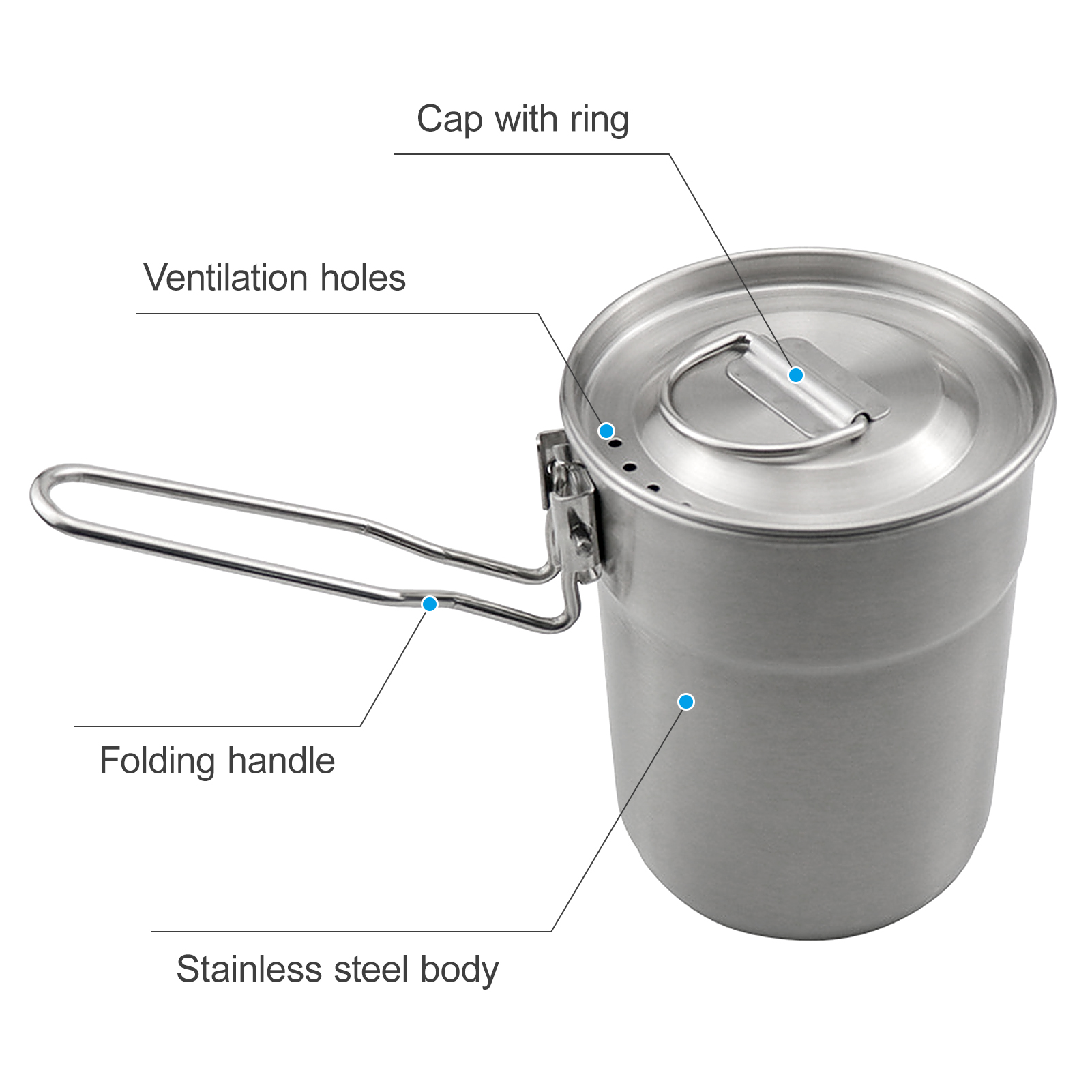 1L Coffee Cup with Folding Han - Camping Cooking Pot Stainless Steel ulasan dan harga