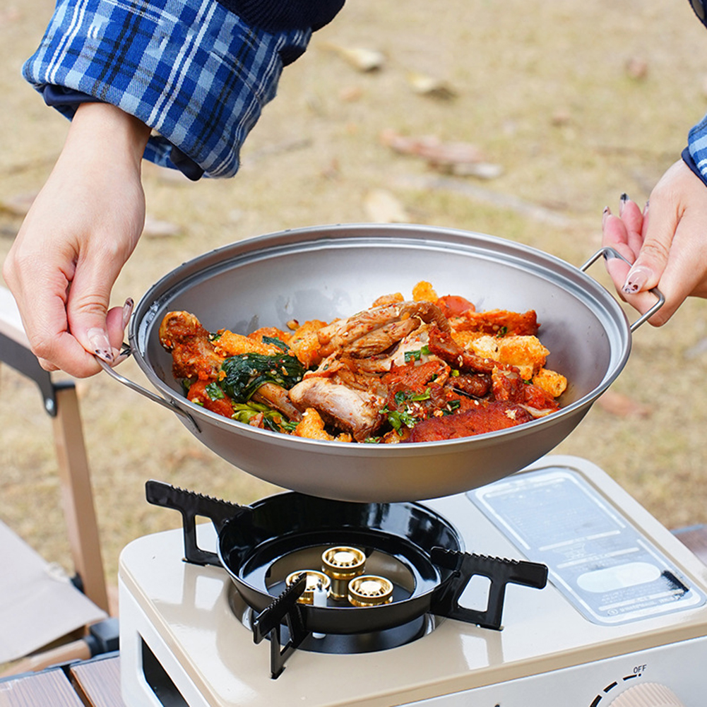 Titanium Wok Pan with Lid Doub - Camping Cooking Ware Set ulasan dan harga