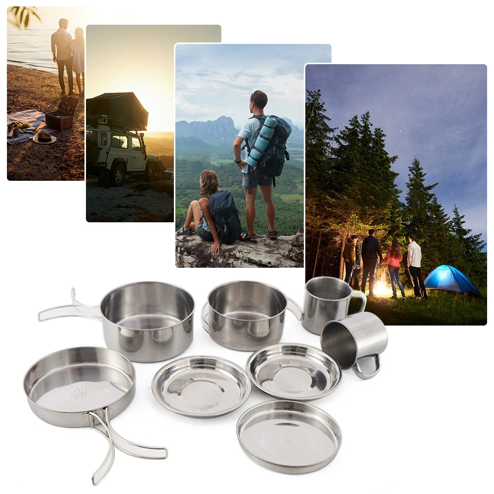 8pcs/Set Camping Cookware Mess - Camping Cooking Mess Kit ulasan dan harga