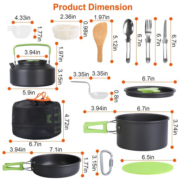 16Pcs Camping Cooking Ware Set - Camping Cooking Ware Set ulasan dan harga