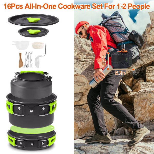 16Pcs Camping Cooking Ware Set - Camping Cooking Ware Set ulasan dan harga