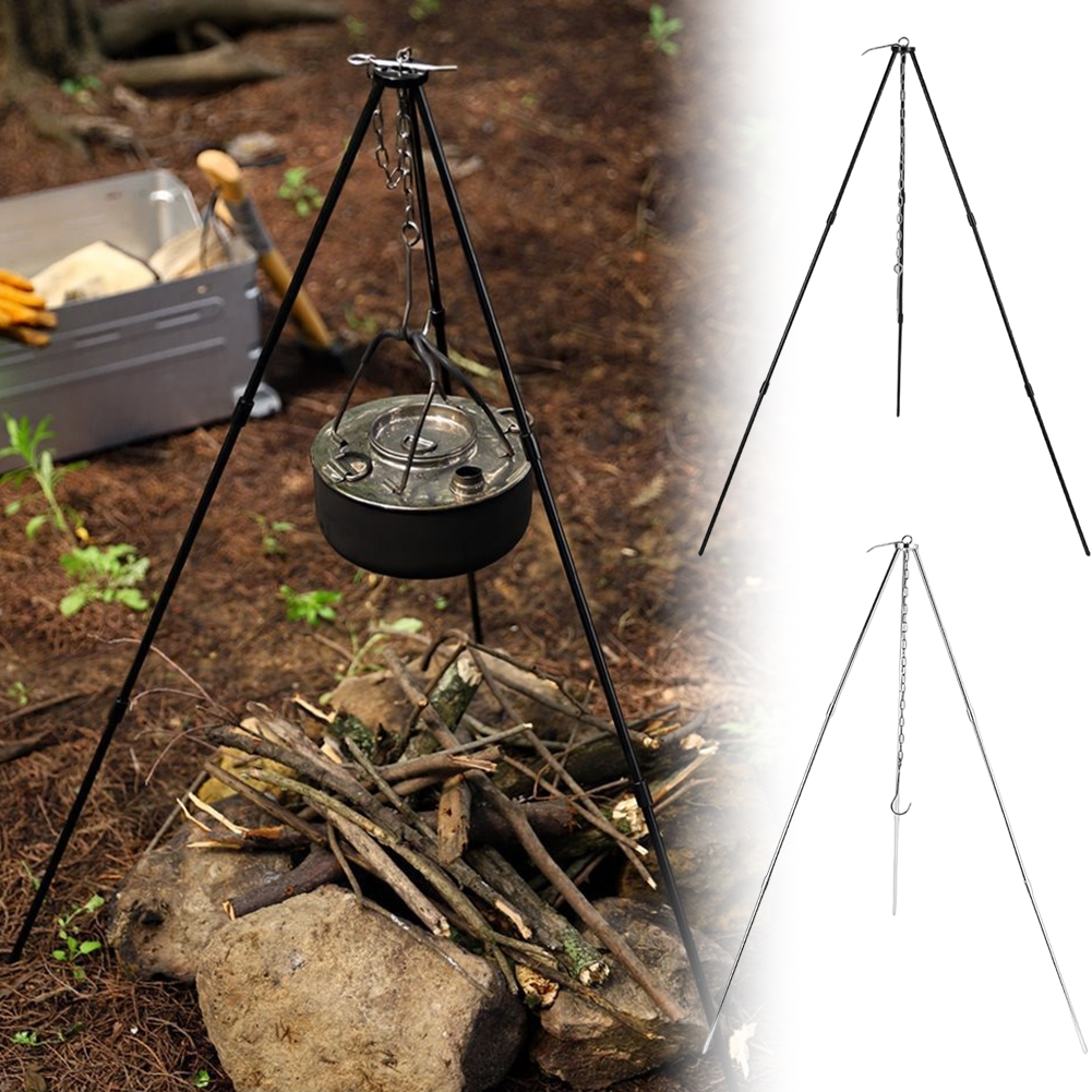 1Pc Outdoor Bonfire Tripod Cam - Camping Hanging Cooking Pot ulasan dan harga