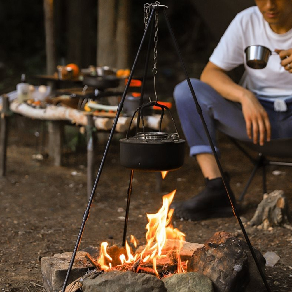 1Pc Outdoor Bonfire Tripod Cam - Camping Hanging Cooking Pot ulasan dan harga