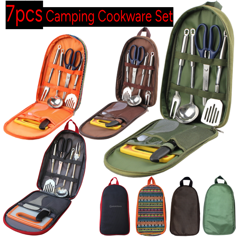 7pcs Camping Kitchen Utensil S - Camping Cooking Cutlery Set ulasan dan harga
