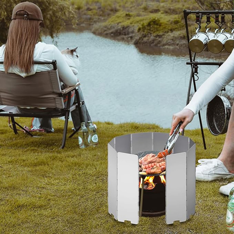 10 Plates Gas Stove Wind Shiel - Camping Cooking Windshield ulasan dan harga