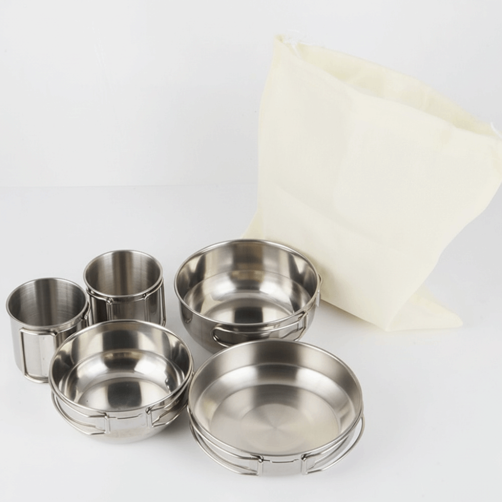 5Pcs 304 Stainless Steel Campi - Camping Cooking Pot Stainless Steel ulasan dan harga