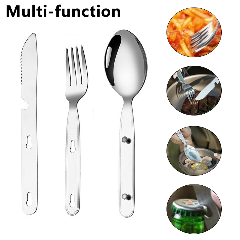 3pcs/set Folding Spoon Fork Kn - Camping Cooking Knife Set ulasan dan harga