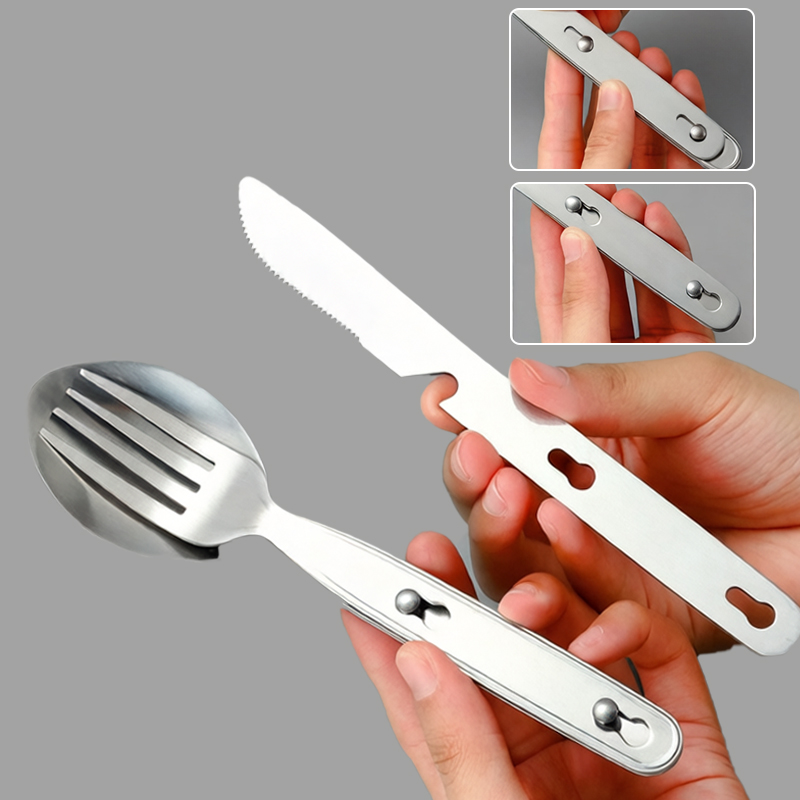 3pcs/set Folding Spoon Fork Kn - Camping Cooking Knife Set ulasan dan harga