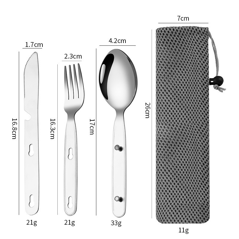 3pcs/set Folding Spoon Fork Kn - Camping Cooking Knife Set ulasan dan harga