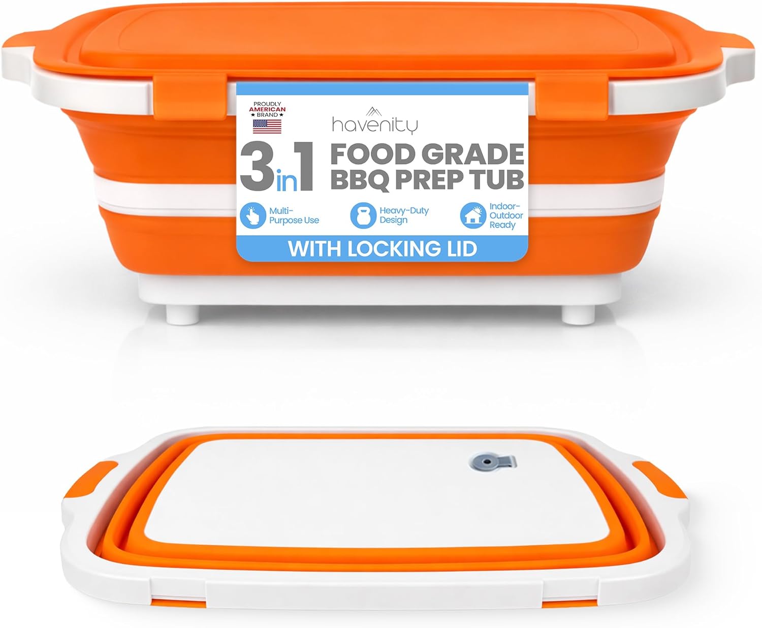 8L Collapsible BBQ Prep Tub wi - Camp Cutting Board ulasan dan harga