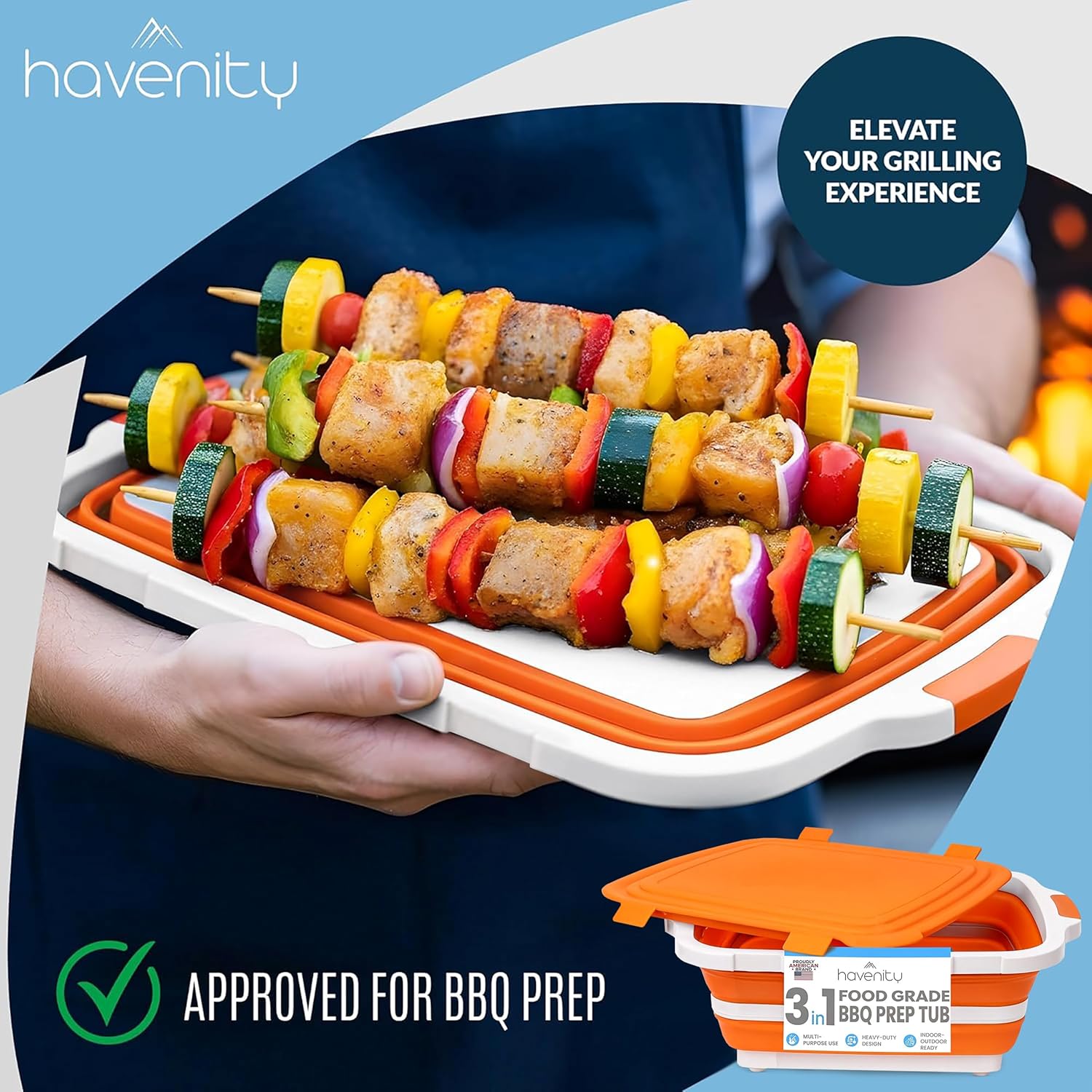 8L Collapsible BBQ Prep Tub wi - Camp Cutting Board ulasan dan harga
