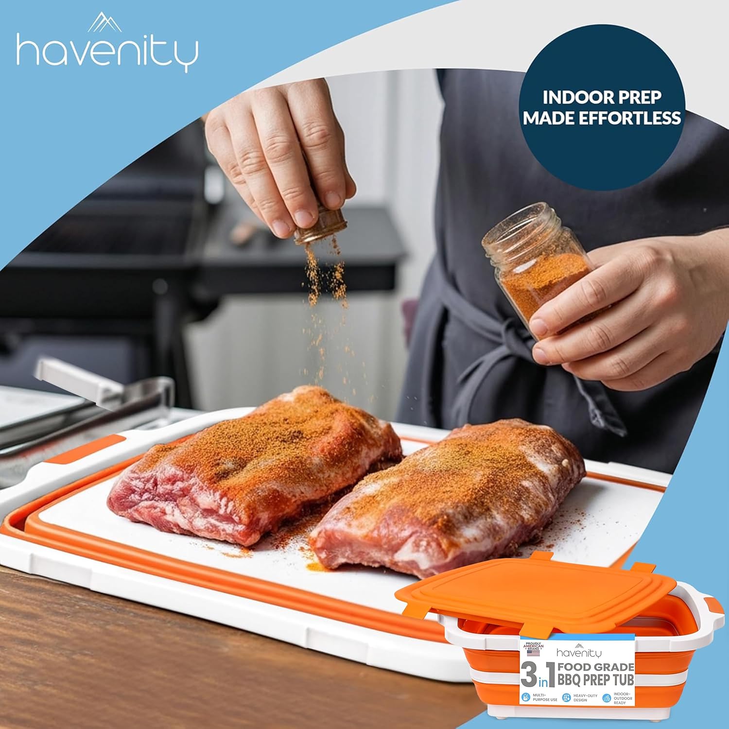 8L Collapsible BBQ Prep Tub wi - Camp Cutting Board ulasan dan harga