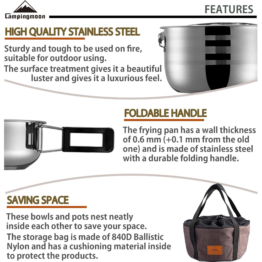 CAMPINGMOON Camping Cookware S - Camping Cooking Mess Kit ulasan dan harga