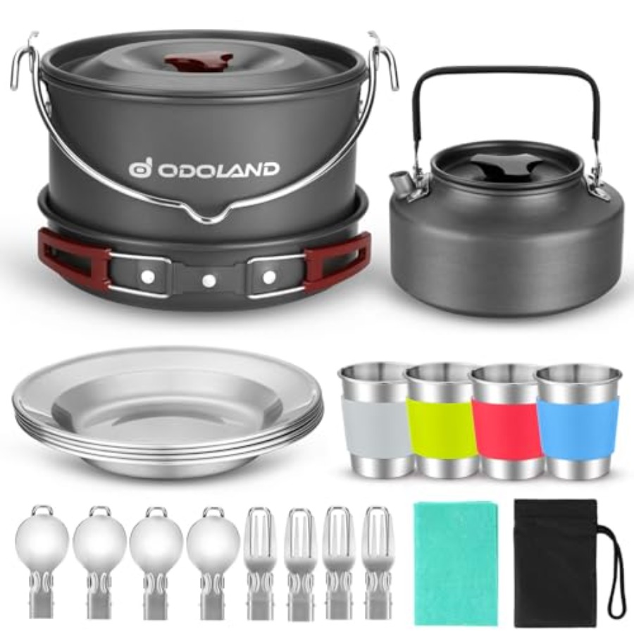 22pcs Camping Cookware Mess Ki - Camping Hanging Cooking Pot ulasan dan harga