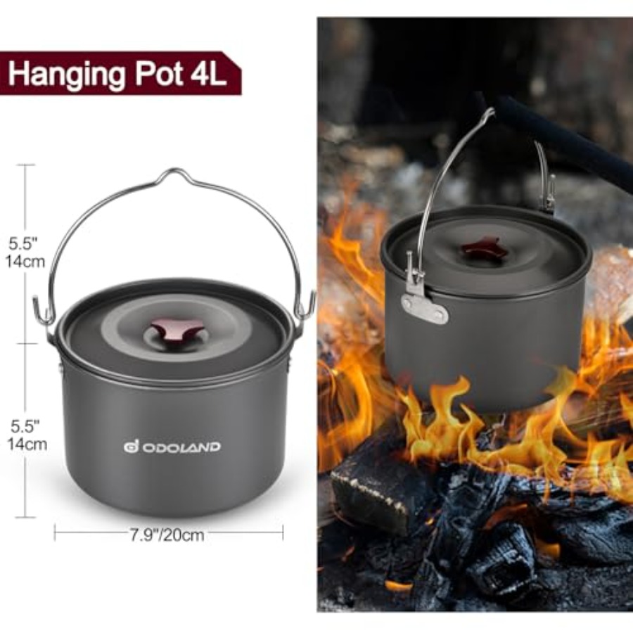 22pcs Camping Cookware Mess Ki - Camping Hanging Cooking Pot ulasan dan harga
