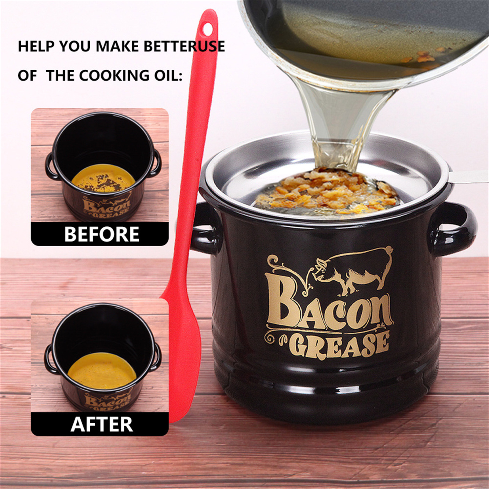 Enamel Bacon Grease Container  - Camping Cooking Oil Container ulasan dan harga
