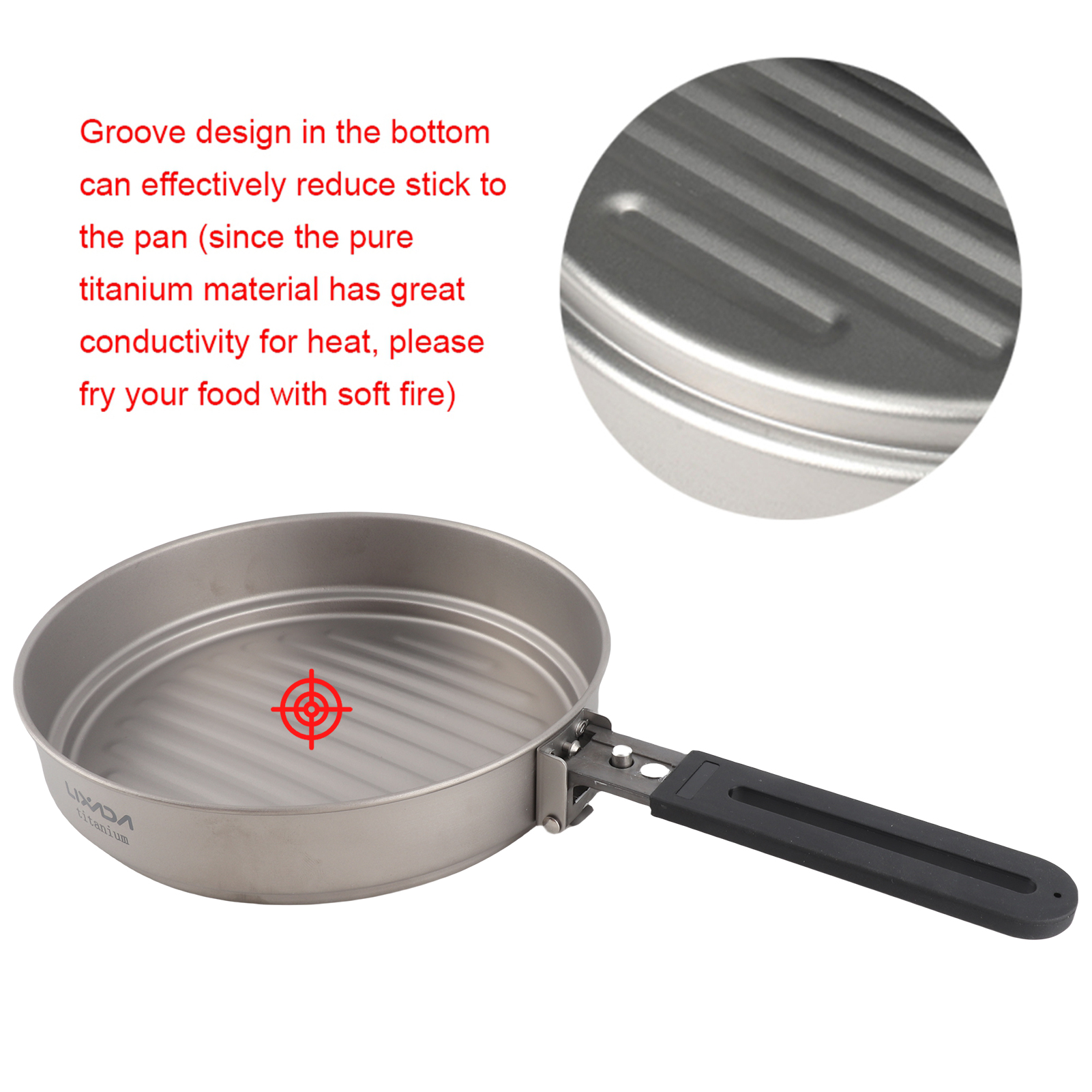 Lixada 1100ml Titanium Fry Pan - Camping Cooking Windshield ulasan dan harga