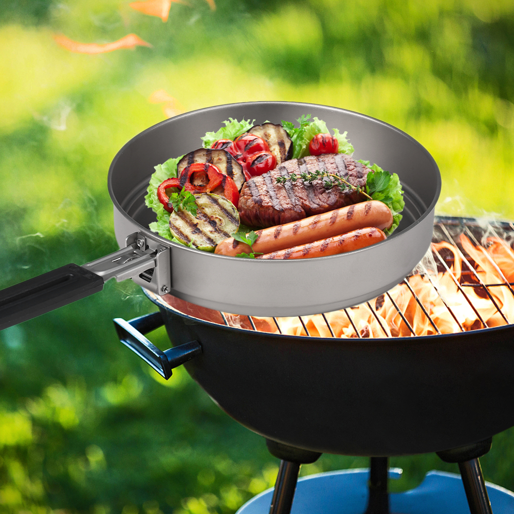 Lixada 1100ml Titanium Fry Pan - Camping Cooking Windshield ulasan dan harga