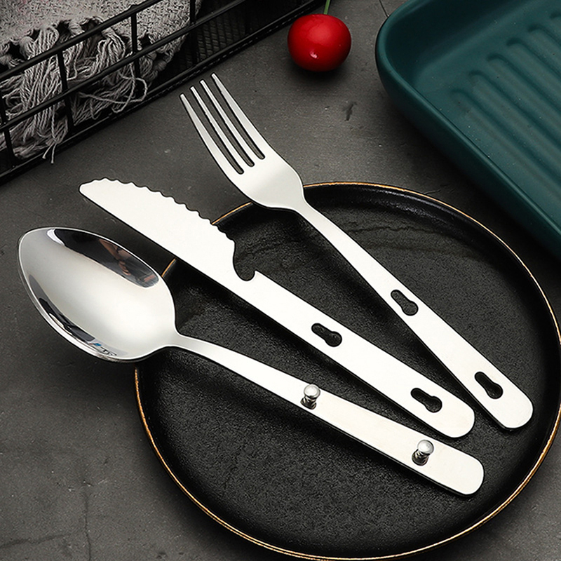 3pcs/set Portable Stainless St - Camping Cooking Knife Set ulasan dan harga