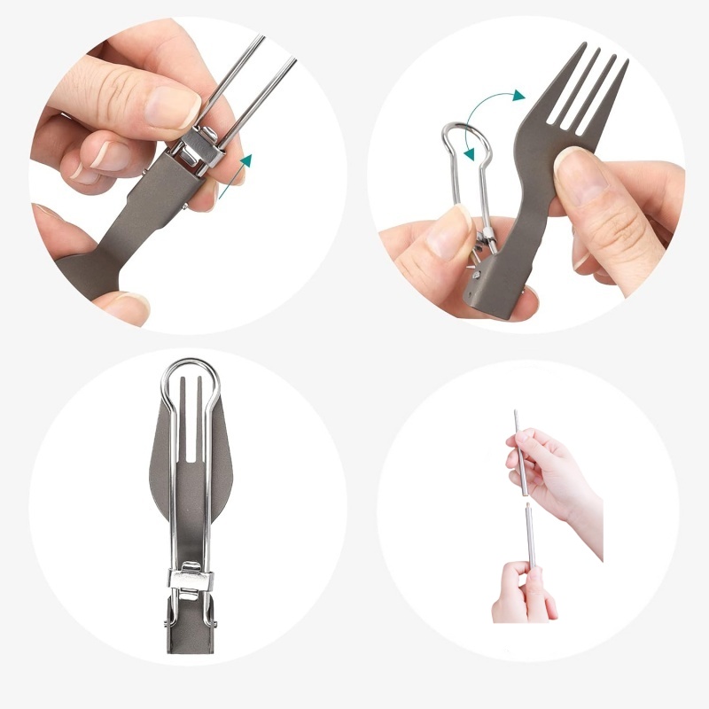 Titanium Foldable Utensil Set  - Camping Cooking Cutlery Set ulasan dan harga