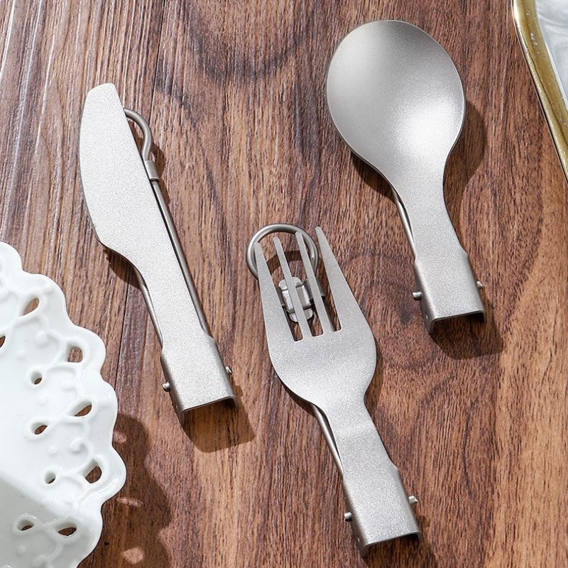 Titanium Foldable Utensil Set  - Camping Cooking Cutlery Set ulasan dan harga