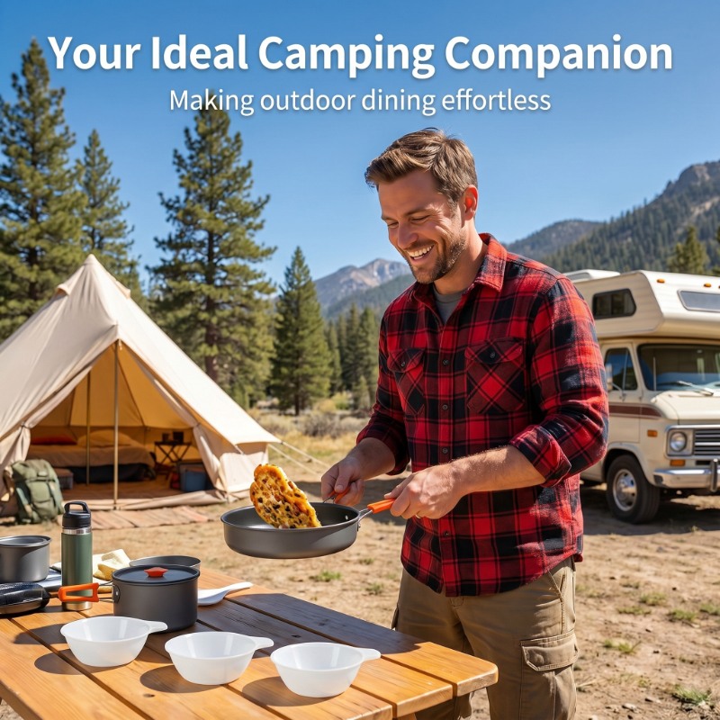 10PCS Ultralight Portable Alum - Camping Cooking Ware Set ulasan dan harga