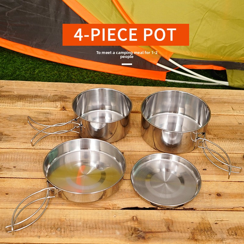 CLS 4-Piece Stainless Steel Ca - Camping Cooking And Dining Set ulasan dan harga