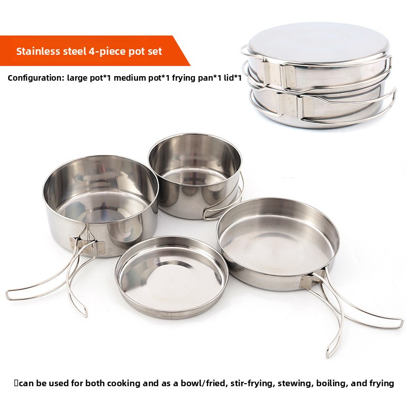 CLS 4-Piece Stainless Steel Ca - Camping Cooking And Dining Set ulasan dan harga