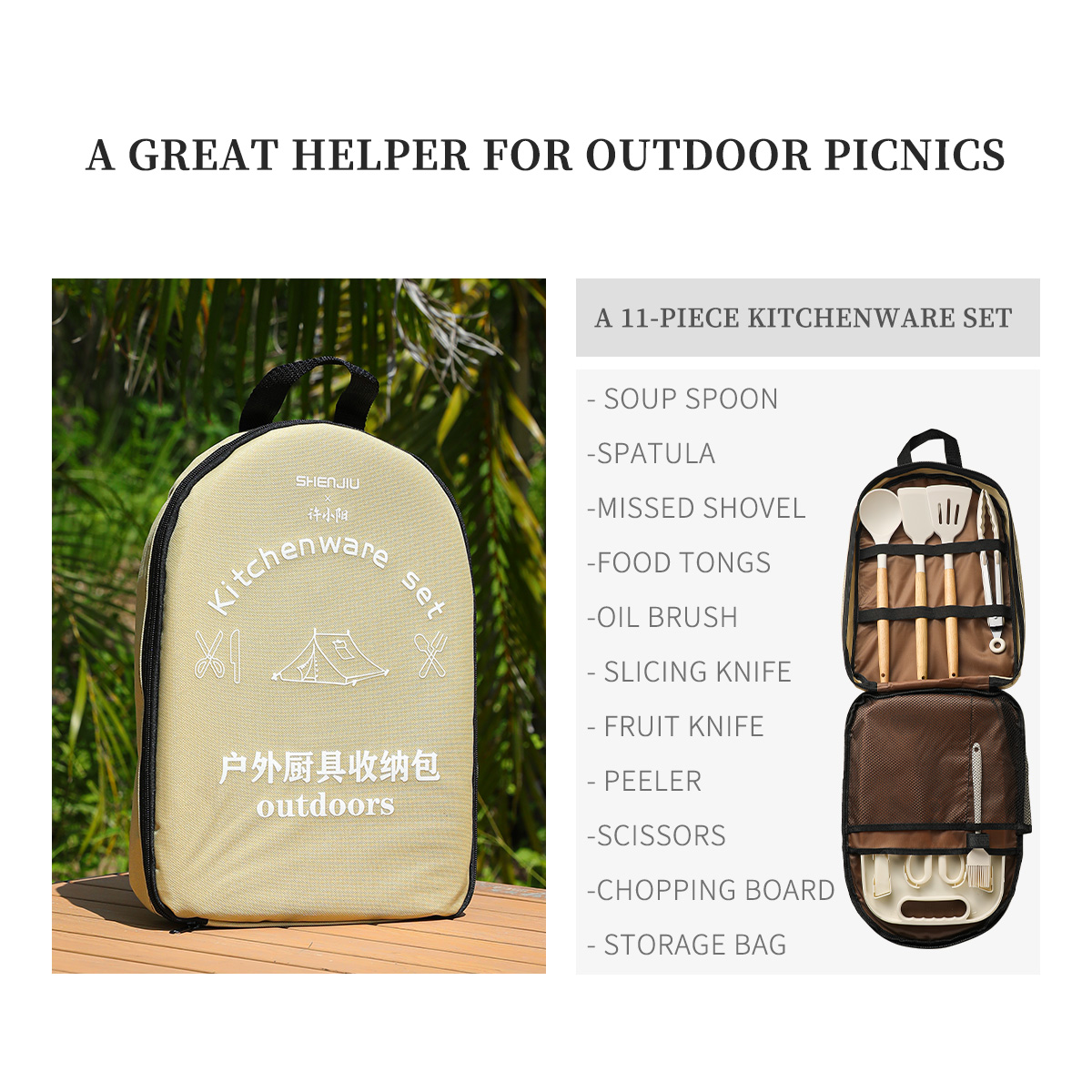 Portable Outdoor Picnic Set Kn - Camping Cooking Knife Set ulasan dan harga