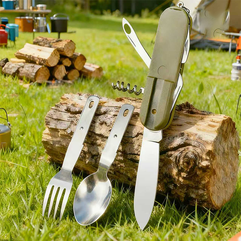 New Stainless Steel 7 In 1 Cam - Camping Cooking Knife Set ulasan dan harga