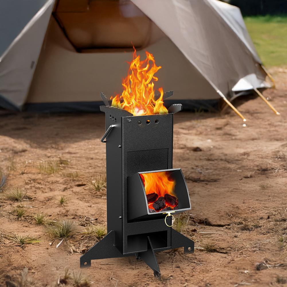 Portable Wood Burning Stove Ou - Camping Cooking Windshield ulasan dan harga