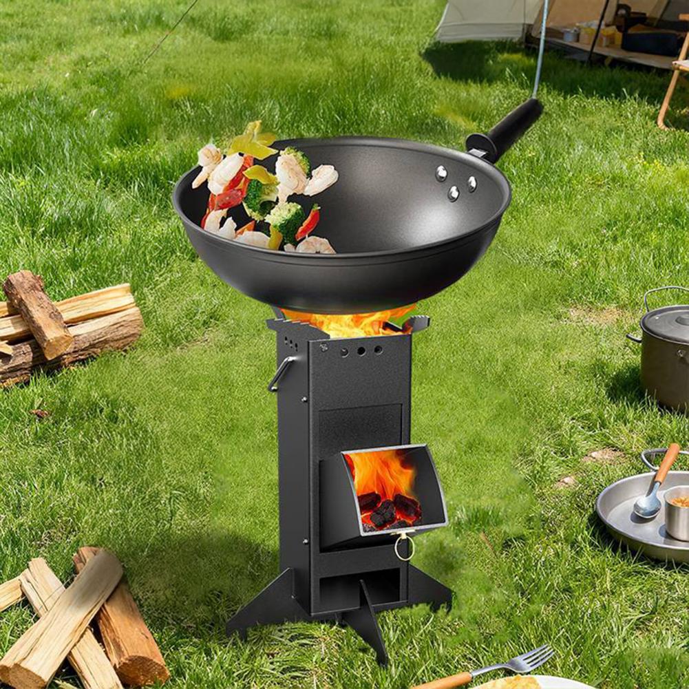 Portable Wood Burning Stove Ou - Camping Cooking Windshield ulasan dan harga